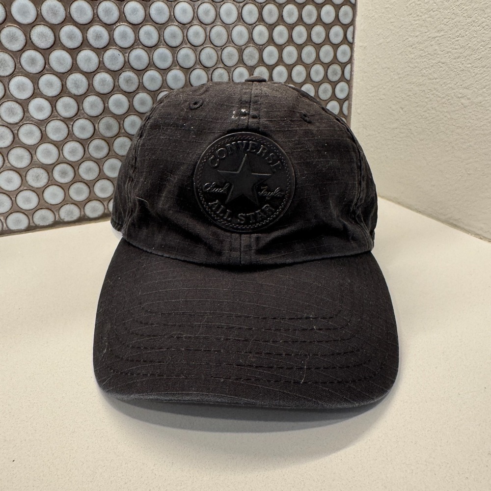 Vintage Converse Allstar Chuck Taylor Hat Cap Black Baseball Strap Back Y2K OSFA